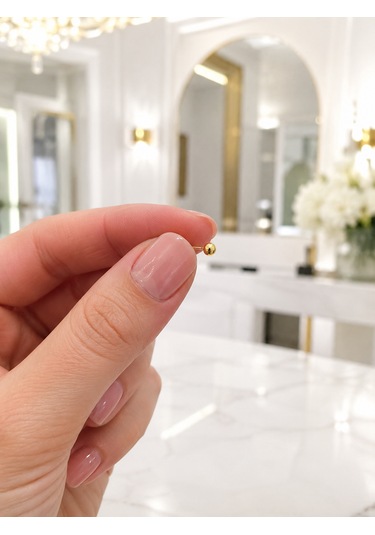 14 Ayar Altın Cilalı 5 Mm Top Küpe Minimal Şık Tasarım 0,55 Gr