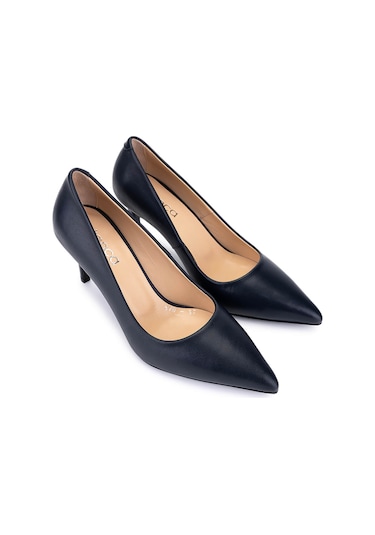 Tamer Tanca Kadın Hakiki Deri Lacivert Deri Topuklu Ayakkabı 1132 570 Bn Ayk Sk25-26 Lacı Derı Lacivert