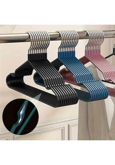 Lumaworld 20 Adet Siyah Yetişkin Kaymaz Askı, Elbise Gömlek Pantolon İçin siyah