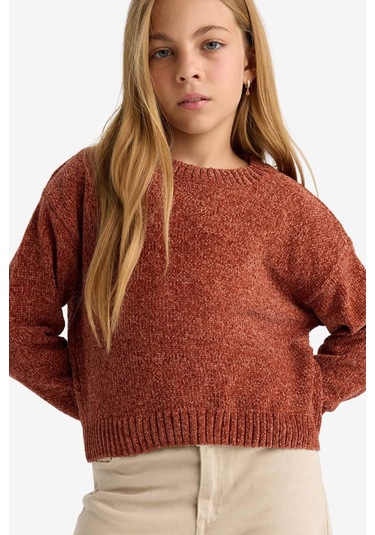 Defacto Kız Çocuk Bisiklet Yaka Şönil Kazak F2619a825wnbn300 Kahve