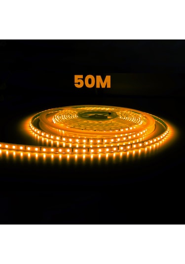 50 Metre Amber Hortum Şerit Led 8w Fişli Amber