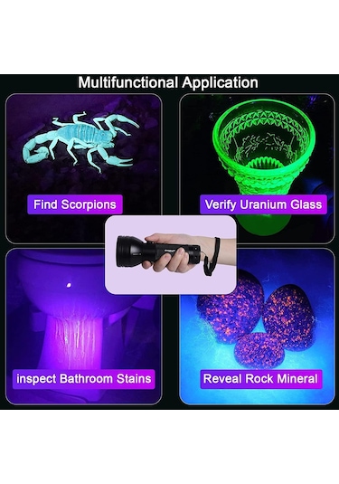 Valkyrie 51 Led Mor Işık Uv El Feneri Ultraviyole Blacklight Siyah