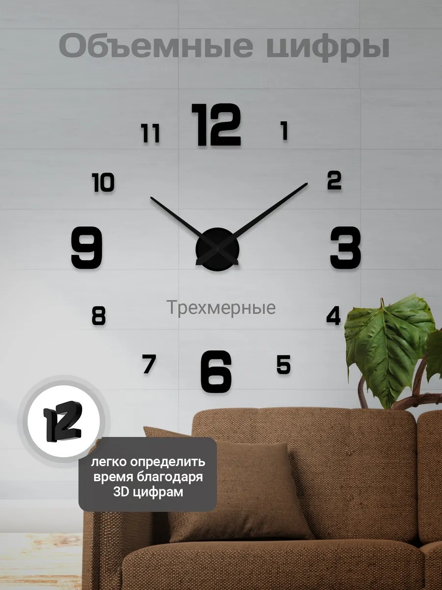 Artclock Duvara Monte İç Mekan Büyük Rakamlı Duvar Saati 261097516 Siyah