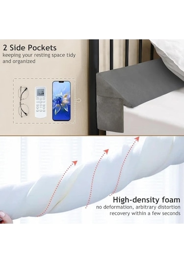 Fastbuy Dashanshop Swtmerry Queen Gri Yatak Takviye Yastığı 5e Kadar Dolgu Yüksek Yoğunluk Gri Depoluklu Yastık Gri