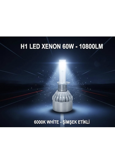 H1 Led Xenon Beyaz Far Ampulü 60w 10800lm 6000k Şimşek Etkili S-line Çiftli Set