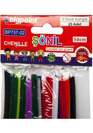 9 Farklı Renkte Bigpoint Marka Şönil 50 Cm 25'Li Poşet