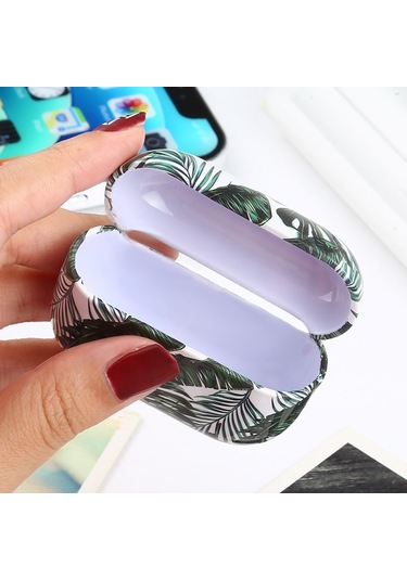 Airpods Uyumlu Pro Muz Yaprağı Desenli Su Sticker Stili Bluetooth Kulaklık Koruyucu Kılıf Yeşil