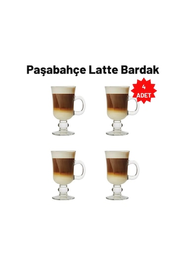 4 lü Paşabahçe 55141 Irısh Kulplu Coffee Latte Meşrubat Bardak-9054847175316