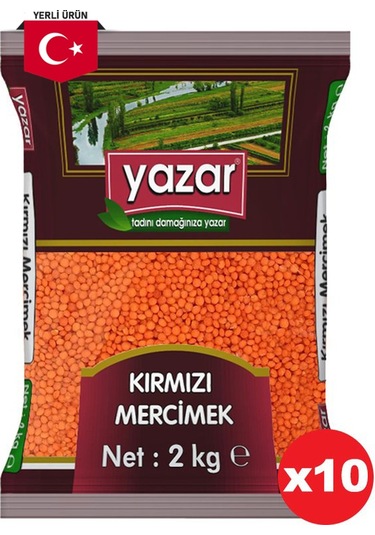 Yazar Yerli Kırmızı Mercimek 10 x 2 KG
