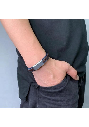 Yeni Punk Deri Örgü Bileklik Erkekler İçin Charm Bileklikler Erkek El Takısı Deri Bileklik Homme Gümüş