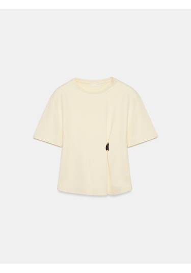 Dilvin 32445 Aksesuar Detaylı Basic T-shirt-açık Sarı