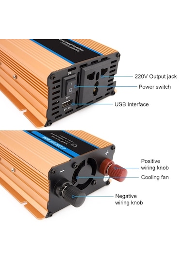Sones Carmaer 48v 220v 500w Araba Çok Fonksiyonlu Çift Dijital Ekran Invertör Ev Güç Dönüştürücü