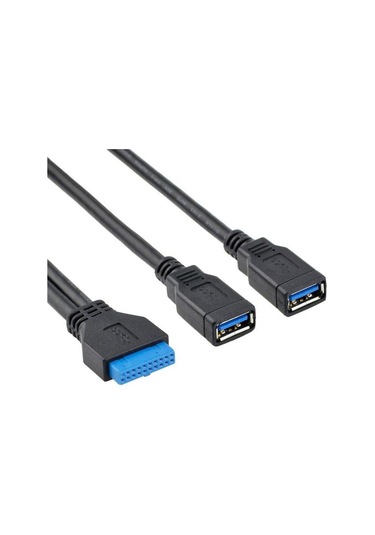 19 Pin Usb 3.0 Dişi To 2X Usb 3.0 Dişi Kablo