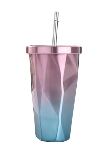 Hangfox Renk Geçişli Paslanmaz Çelik Termos Bardağı - 500ml Kapasiteli, Pipetli Ve Çift Katmanlı