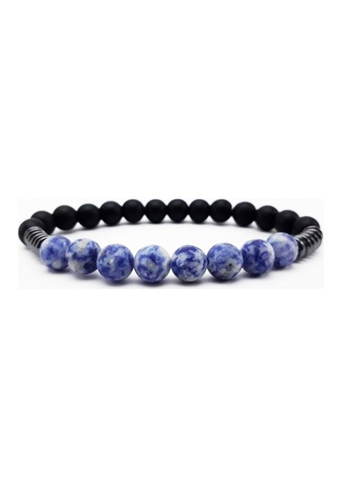 Sodalit - Hematit Erkek Ikili Kombin Doğal Taş Bileklik Çok Renkli