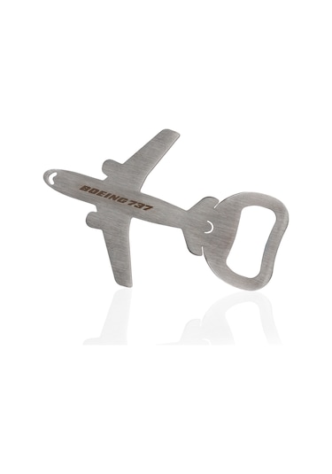 Zekupp Boeing 737 Uçak Modeli Şişe Açacağı, Magnetli Uçak Figürlü Gazoz Açacağı, Gümüş Gri Renkte Mutfak Ekipmanı, El Yapımı Hediye Gri