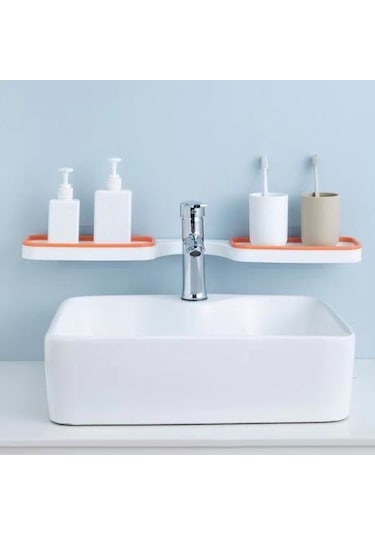 Turuncu Duvara Montaj Köşe Raf Yumruk 180 Derece Dönebilen Içi Boş Drenaj Banyo Organizatör Turuncu