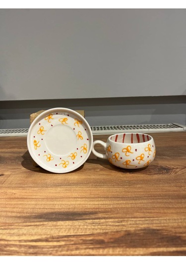 Sarı Fiyonk Seramik Kupa, Mug, Double Türk Kahvesi Filtre Kahve