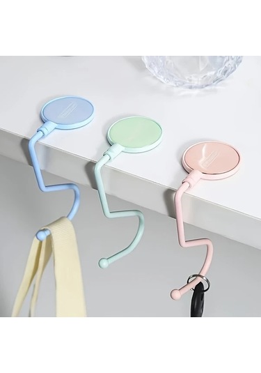 Elmpaly Pembe 1 Adet Masaüstü Çanta Askısı, Kaymaz Taban 5kg Kapasiteli Pembe