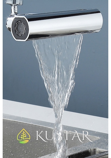 Kustar Krom Tasarruflu 4 Modlu Şelale Ayarlanabilir Musluk Başlığı Mutfak Eviye Bataryası Lavabo Bataryası