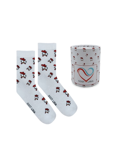 Gost Liria Chicken Socks Desenli Unisex Soket Çorap Beyaz