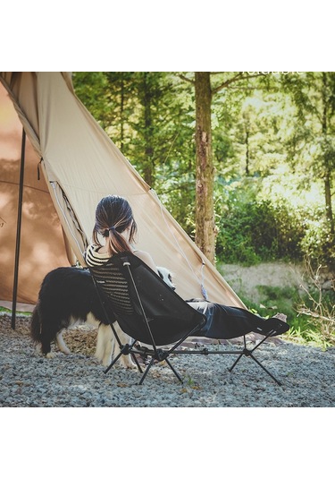 Sundick-katlanır Ay Sandalye Alüminyum Alaşım Ayak Dayanağı Siyah