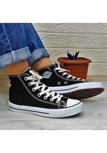 Fiyra 555 Siyah-beyaz Uzun Unisex Sneaker Keten Spor Ayakkabı 001