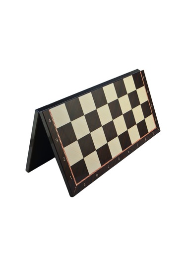 Gifthome Büyük Boy Metal İngiliz Satranç Takımı Parlak Ve Katlanır Ceviz Desenli Mdf Satranç Tahtası 43x43 Cm.