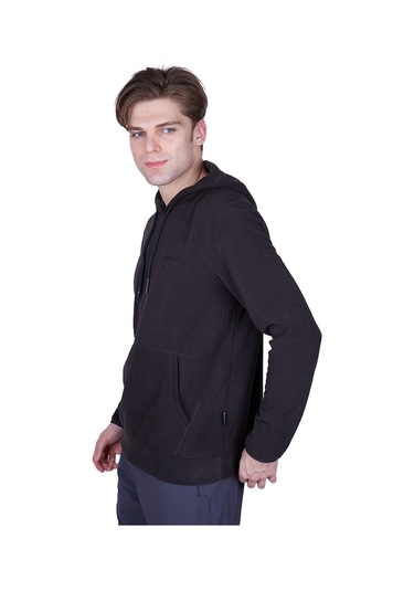 Alpinist Cliff Erkek Kapşonlu Polar Siyah