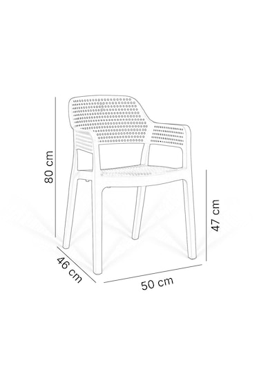 Hawaii Kollu Kafe Ve Balkon Sandalyesi 2'li Beyaz