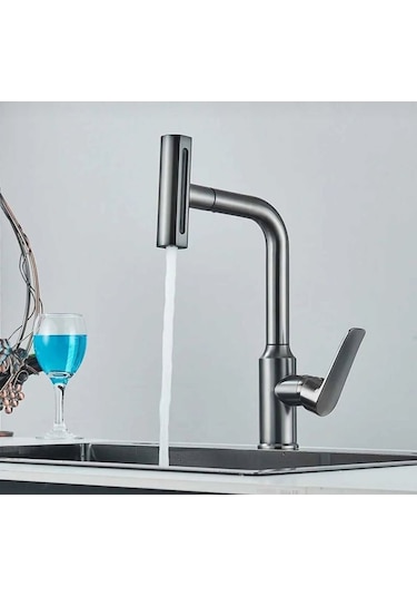 Boheme Fleko Çok Modlu Spiralli Mutfak Evye Bataryası Şelale Yağmurlama Fonksiyonel Antrasit