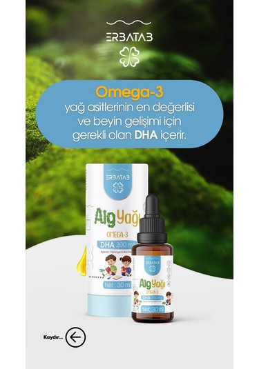 Erbatab Alg Yağı Omega3 30 ML