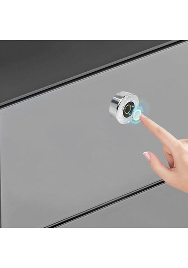 Createtech Homyl Parmak İzi Dolap Kilidi - Ev & Ofis Çekmeceleri İçin Gizli 30mm Siyah