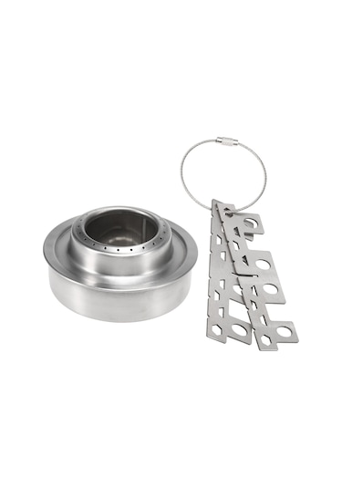 Yaozixa Lıxada Çelik Alkollü Çadır Ocası İle Çapraz Ayaklı Tutucu - Kamp, Dağcılık Ve Sirtçantılık İçin Mini Isıtıcı Seti Gümüş