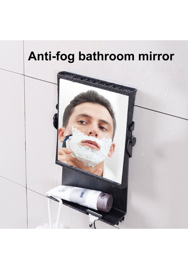 Tenfowee Emniyetli Yapışkanlı, Buğu Önleyici Banyo Aynası, Tıraş Ve Makyaj İçin Pratik Ayna, Kancalı, Siyah A1346700-02 Siyah