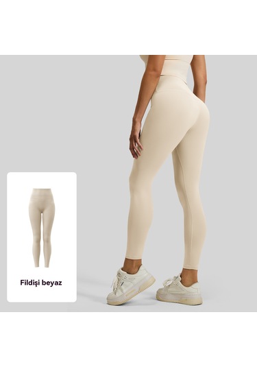 Kadınlar İçin Şeftali Kalça Kaldırıcı Spor Yoga Pantolonu Beyaz