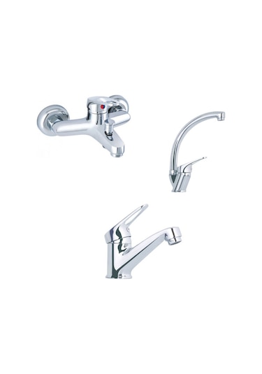 Erce Mix Kuğu Evye Sabit Lavabo ve Banyo Bataryası Krom