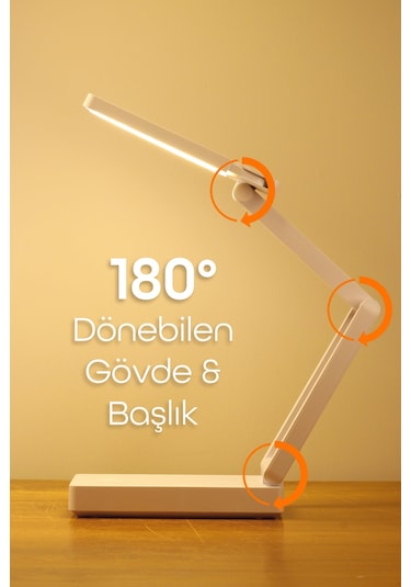Şarjlı Masa Lambası 3 Renk 40 Led Renk Katlanır Ayarlı Dokunmatik Dimmerli Çalışma Okuma Işığı Pr18