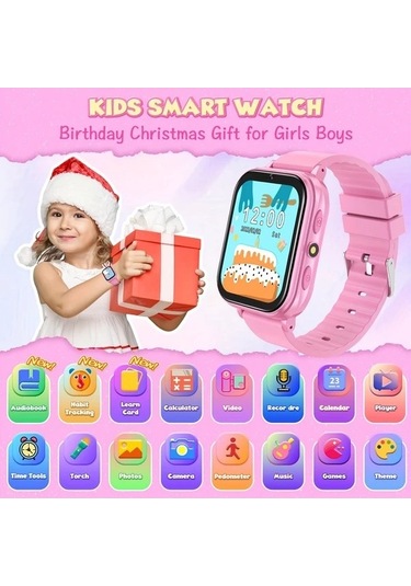 Trendooze Sunshine022 Çocuk Saati 240p Dokunmatik Ekran 240p Usb Şarj Eğitici Oyun Müzik Siyah Siyah