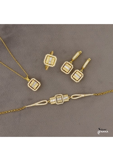 925 Ayar Gümüş Gold Baget Set (504020291)