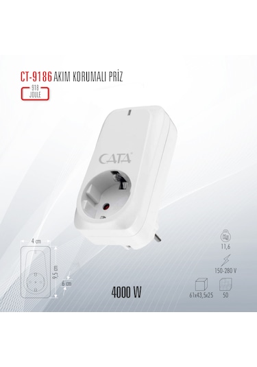 Cata Ct-9186 Akım Korumalı Priz