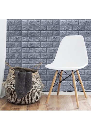 10 Adet 35x38cm Gri Kendinden Yapışkanlı Duvar Kağıdı Esnek Köpük Panel 3d Tuğla Desen