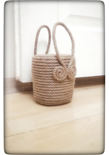 2 Kg Dekoratif Kapı Stoperi Silindir Kapı Önü Ağırlık Kapı Tutucu Hasır Jüt İp Li