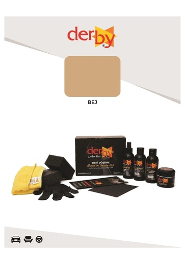 Derby Bej Deri Döşeme Boyama Ve Onarım 4 Lü Set