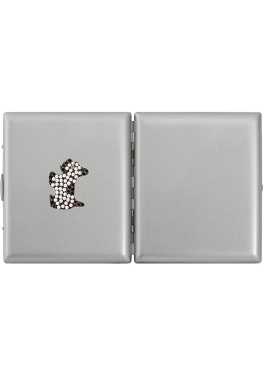 Zekupp Gümüş Gri Sevimli Köpek Temalı Metal Sigara Tabakası N11.2771