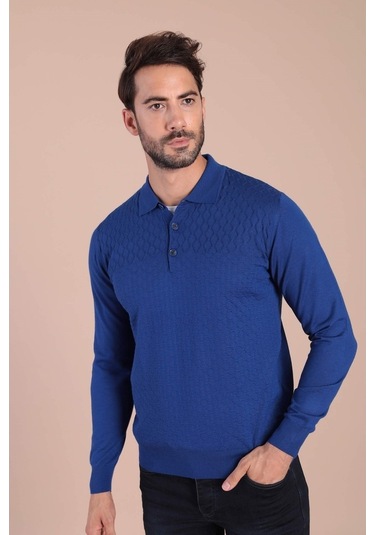 Ferraro Polo Yaka Superfine Yün Kazak - Saks Saks (490432989) Saks