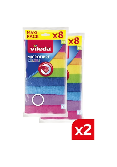 Vileda %100 Mikrofiber Colors Temizlik Bezi 2 x 8'li
