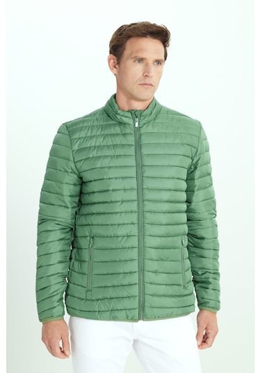 AC&Co / Altınyıldız Classics Erkek Yeşil Sıcak Tutan Standart Fit Normal Kesim Dik Yaka Yan Cepli Mont YESIL Yeşil