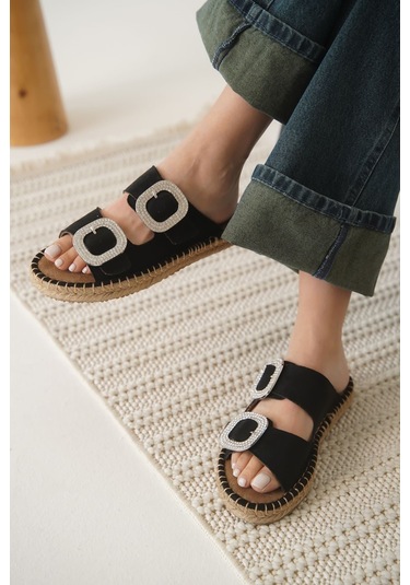 Kocadal Kocadal Tyna Süet Siyah Taşlı Kadın Terlik Muhtelif