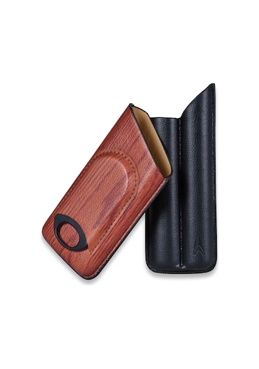 Lotus Wood Desen Deri Puro Kılıfı Kesicili 2li 62 Ring